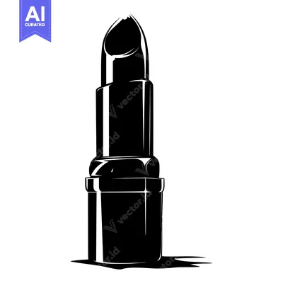 Black and White Silhouette of a Lipstick Tube