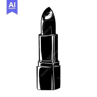 Aset desain premium: Black and White Illustration of a Lipstick