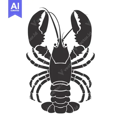 Premium design asset: Black and White Silhouette of a Lobster with Claws
