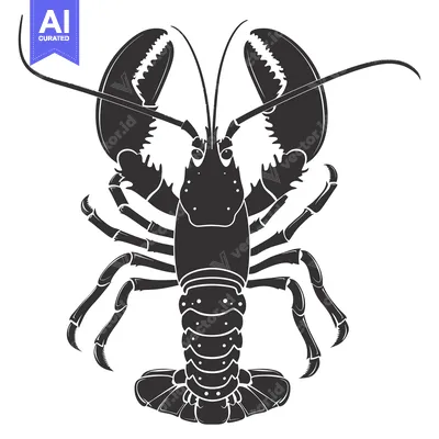 Aset premium populer: Black and White Silhouette of a Lobster with Claws Outstretched