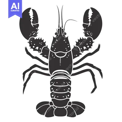 Aset premium populer: Black and White Silhouette of a Lobster with Claws and Tail