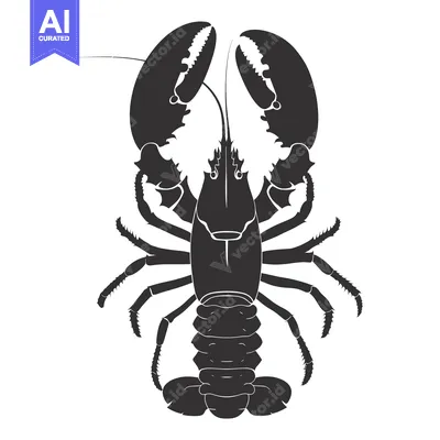 Popular premium asset: Black and White Silhouette of a Lobster with Claws