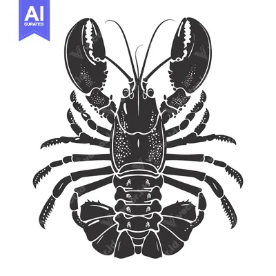 Black and White Silhouette of a Lobster