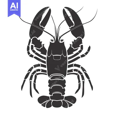 Aset premium populer: Black and White Silhouette of a Lobster with Claws Outstretched
