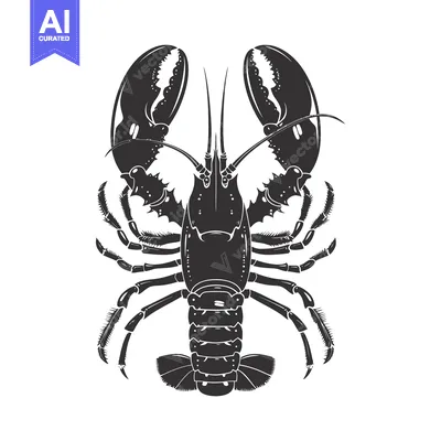 Aset premium populer: Black and white silhouette of a lobster with claws