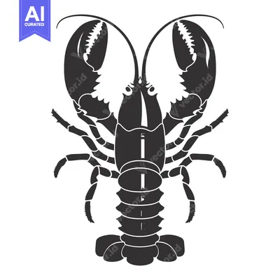 Aset premium populer: Black and white silhouette of a lobster with its claws raised