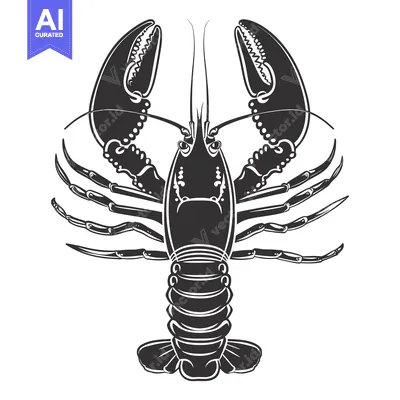 Aset premium populer: Black and White Silhouette of a Lobster with Claws Up