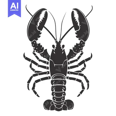 Aset premium populer: Black and white silhouette of a lobster