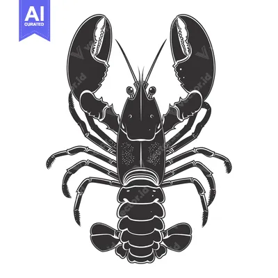 Aset premium populer: Black and White Silhouette of a Lobster with Claws Outstretched