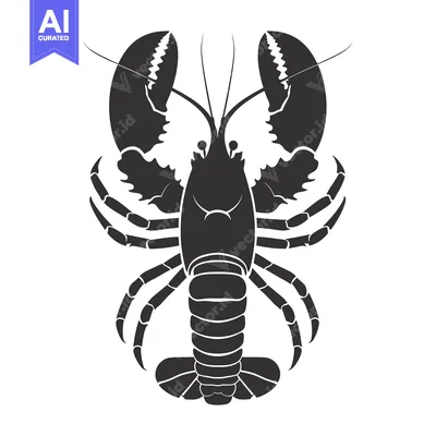 Black and White Silhouette of a Lobster with Claws Extended