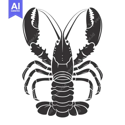 Aset premium populer: Black and White Silhouette of a Lobster with Claws Raised
