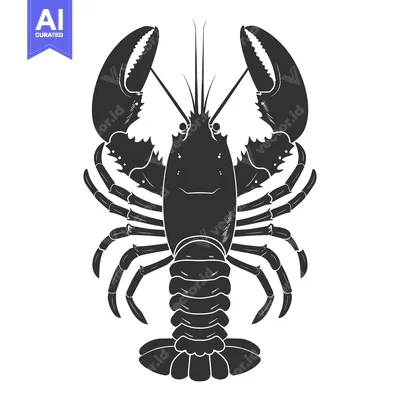 Aset desain premium: Black and White Silhouette of a Lobster