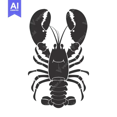 Popular premium asset: Black and white silhouette of a lobster with its claws raised