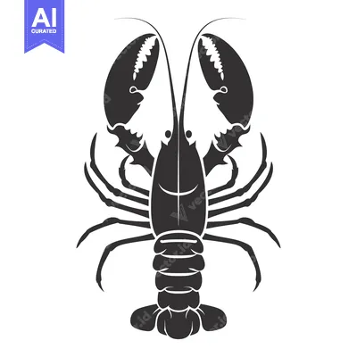 Aset desain premium: Black and White Silhouette of a Lobster