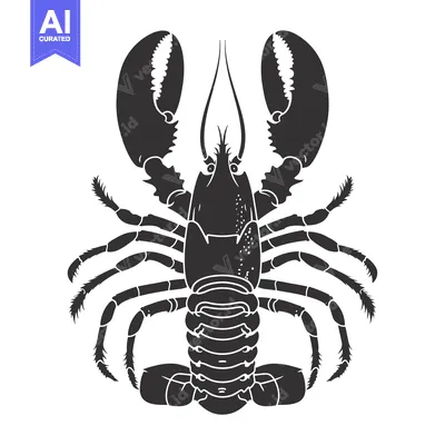 Premium design asset: Black and White Silhouette of a Lobster