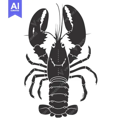 Black and White Silhouette of a Lobster