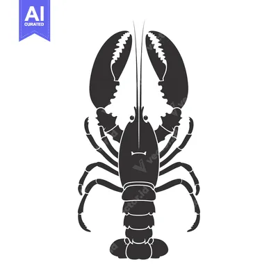Aset premium populer: Black and white silhouette of a lobster with claws raised