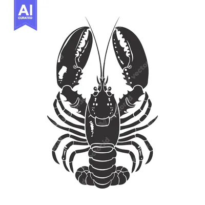 Aset premium populer: Black and White Illustration of a Lobster with Claws Raised