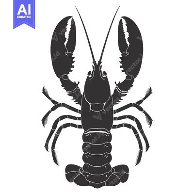 Popular premium asset: Black and White Silhouette of a Lobster with Claws