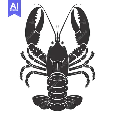 Black and White Silhouette of a Lobster with Claws Outstretched