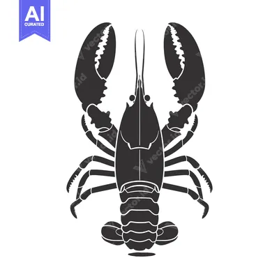 Aset premium populer: Black and White Silhouette of a Lobster with Claws Up