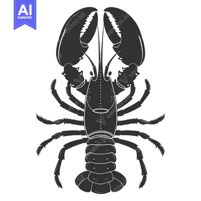 Premium design asset: A Detailed Silhouette of a Lobster with Claws Extended
