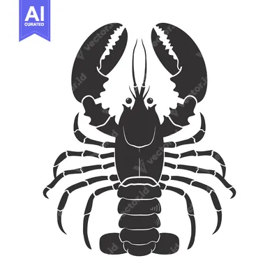 Aset desain premium: Black and White Silhouette of a Lobster