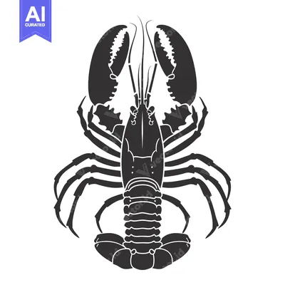Popular premium asset: Black and White Silhouette of a Lobster