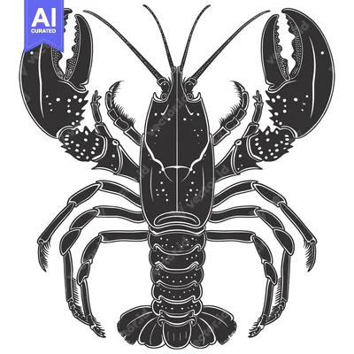 Aset desain premium: Black and White Detailed Illustration of a Lobster