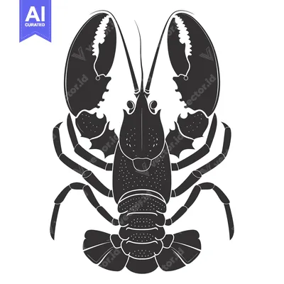 Popular premium asset: Black and white silhouette of a lobster with outstretched claws
