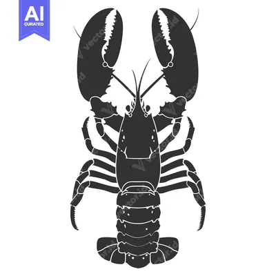 Aset desain premium: Silhouette of a Lobster with Open Claws