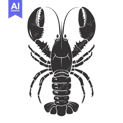 Aset premium populer: Black and white silhouette of a lobster with its claws up