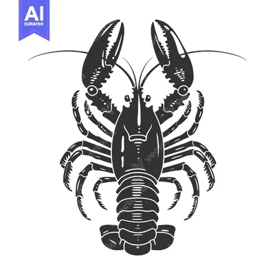 Black and White Silhouette of a Lobster with Claws Open
