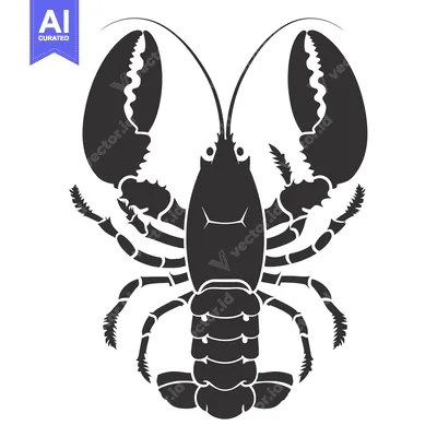 Silhouette of a Lobster with Claws Raised