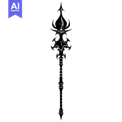 Aset premium populer: Ornate Black and White Tribal Spear