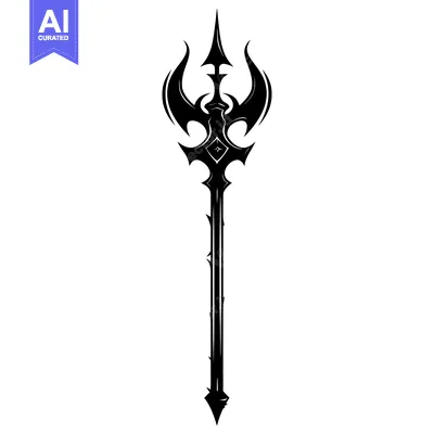 Black and White Stylized Illustration of a Spear
