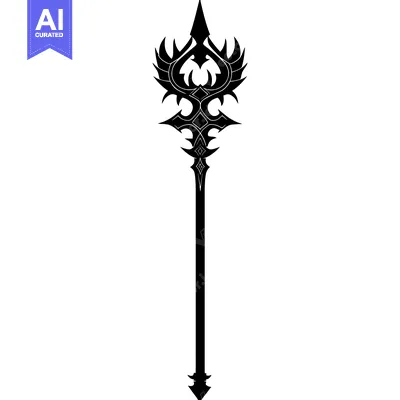 Aset premium populer: Ornate Black Spear With Intricate Design