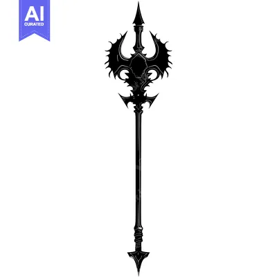 Aset premium populer: Black and White Illustration of a Spiked Spear