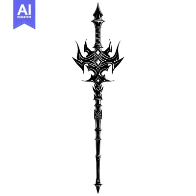 Popular premium asset: Black and White Illustration of an Ornate Spear