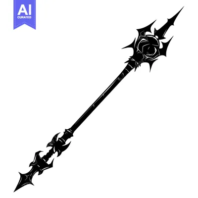 Aset desain premium: A Silhouetted Spiked Spear with a Decorative Head