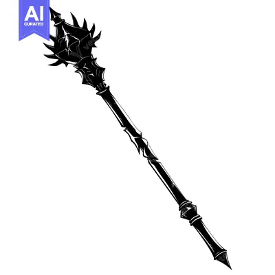 Premium design asset: A Spiked Black Staff with a Pointed Tip