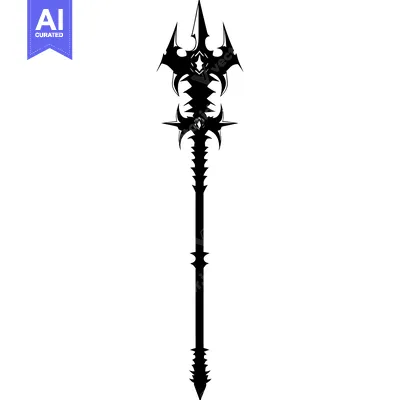 Black and White Illustration of a Stylized Spear