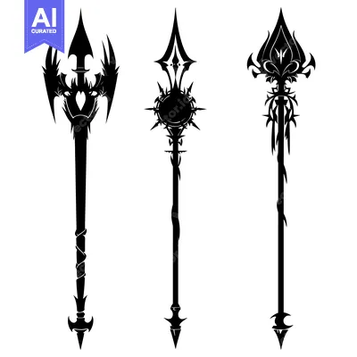 Aset premium populer: Three Ornate Black Spear Silhouettes