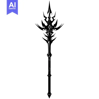 Aset premium populer: Black and White Illustration of a Stylized Spear