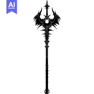 Popular premium asset: Black and White Illustration of a Spiked Trident