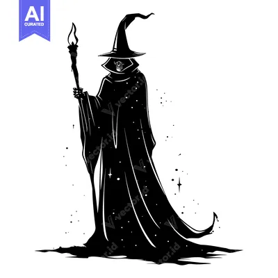 Popular premium asset: Silhouette of a Wizard Holding a Staff with a Flaming Tip