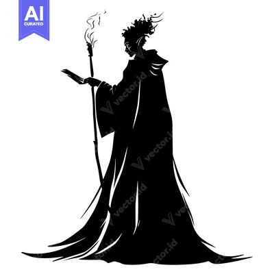Popular premium asset: Silhouette of a Female Figure Holding a Torch and a Book