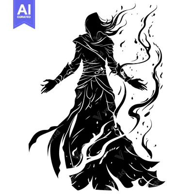 Aset premium populer: Hooded Figure with Flowing Cloak and Ethereal Smoke