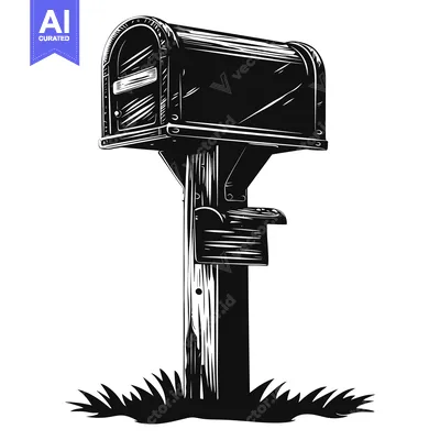 Aset premium populer: Black and White Illustration of a Mailbox