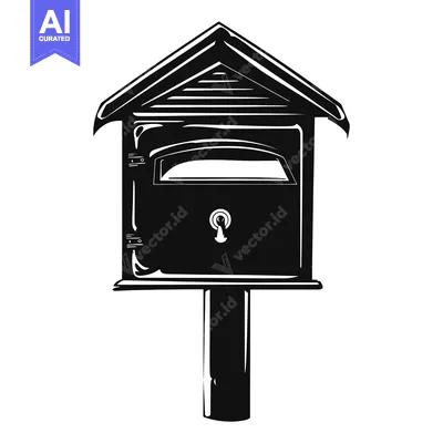 A Black and White Illustration of a Classic Mailbox